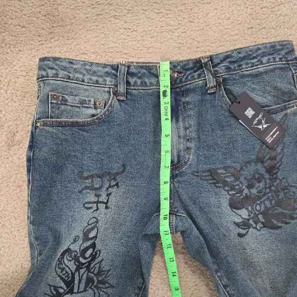 Ed Hardy Flare Jeans with Black Graphics - Picture 11 of 15